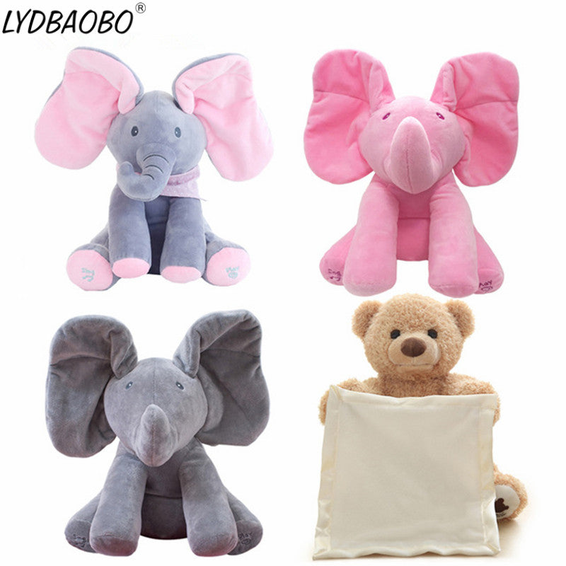 Peek a boo Elephant Plush Toy Electronic Flappy Elephant Play Hide And Seek Baby